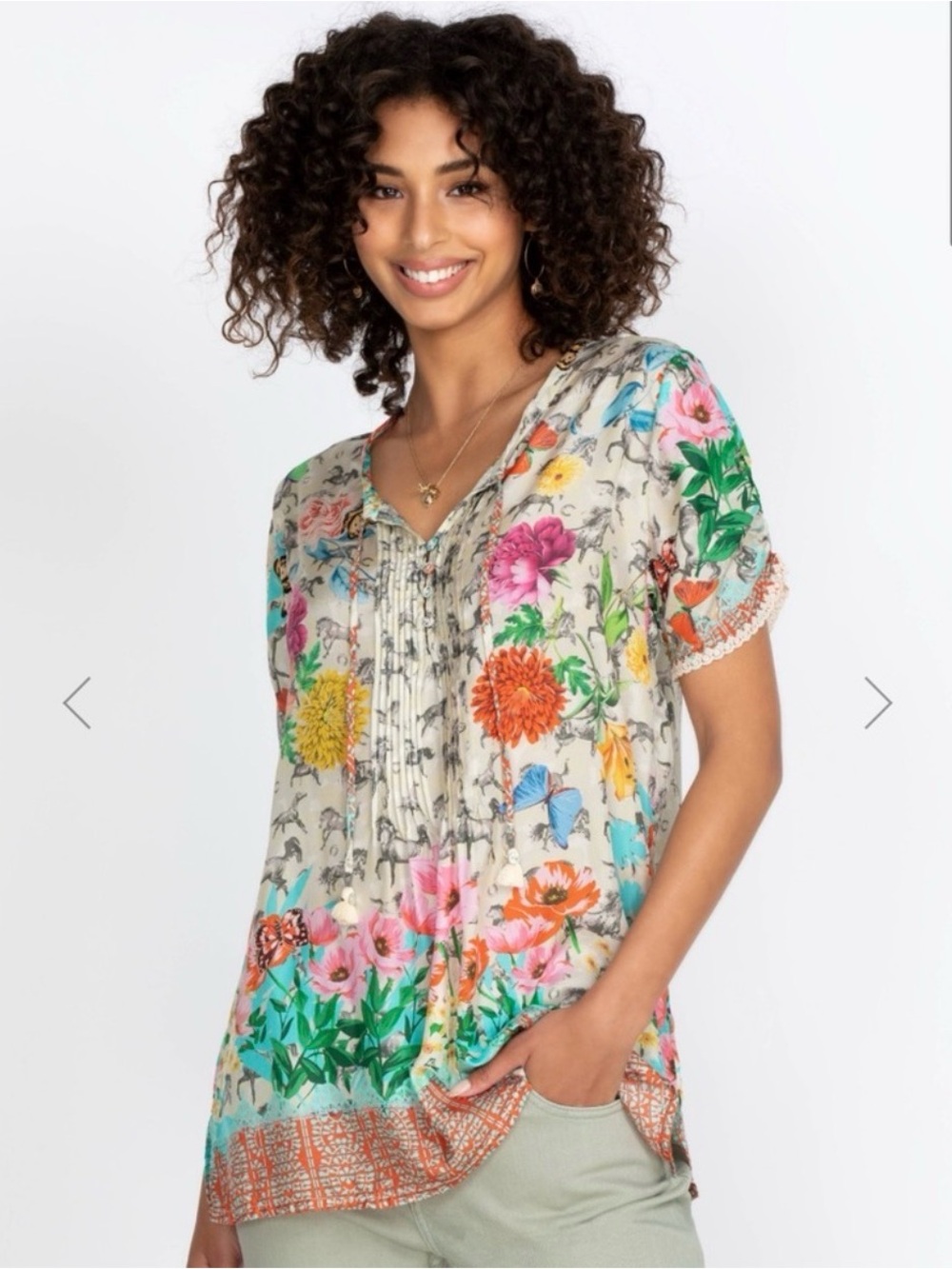 Johnny Was Lace Garden Mai Tunic Medium
